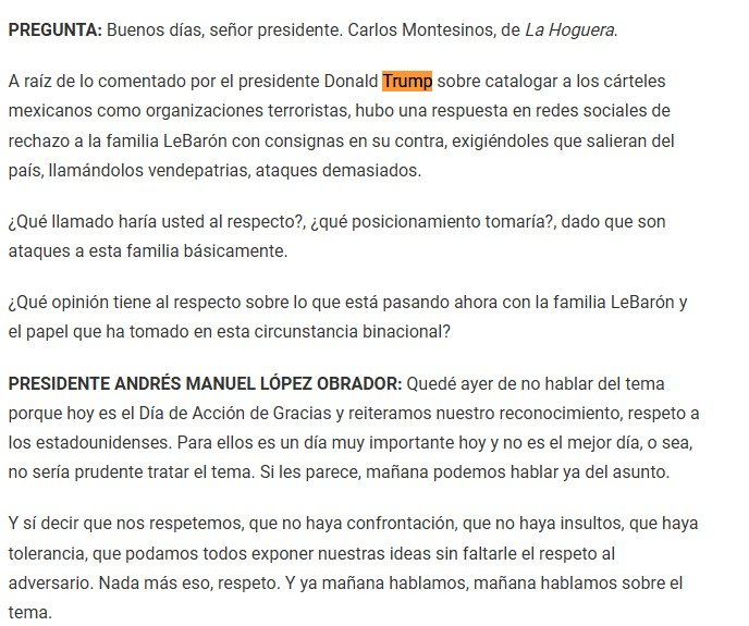 Mensaje de López Obrador y Trump.